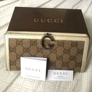 Authentic Gucci Canvas Continental Wallet 212113